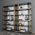 Light luxury wind metal bookshelf marble living room